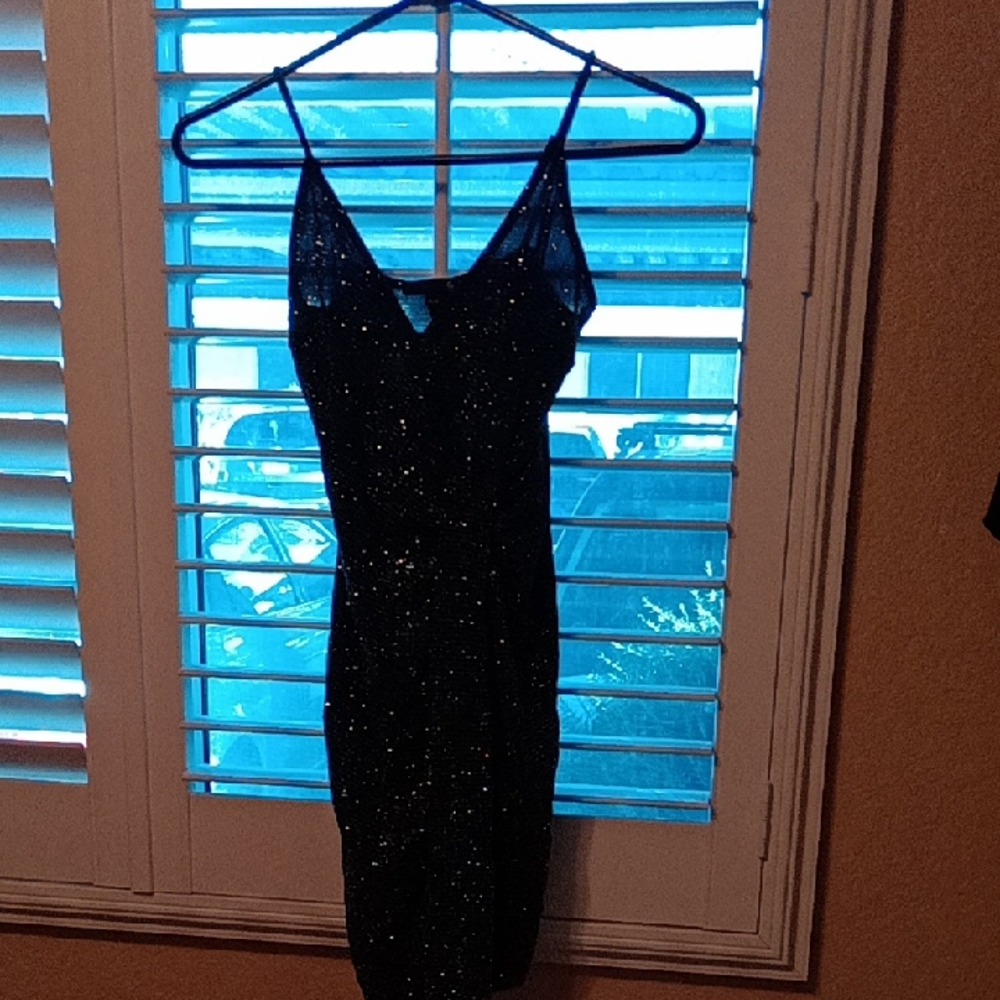 G by Guess Black Sparkle Backless Dress